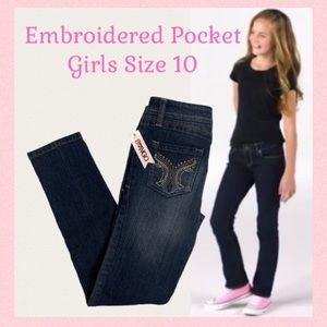 Embroidered Girls Jeans Studded Blue Denim New With Tag Bongo Jeans Girl Size 10